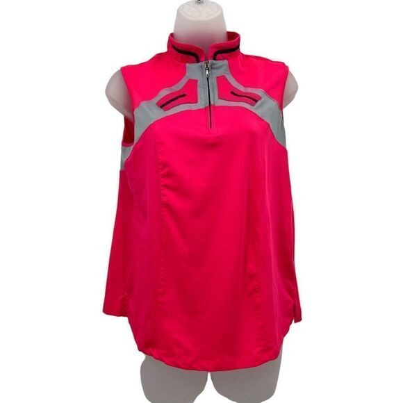 Jamie Sadock Sleeveless Golf Top Women's Medium Hot Pink Gray Pickleball - Picture 7 of 16